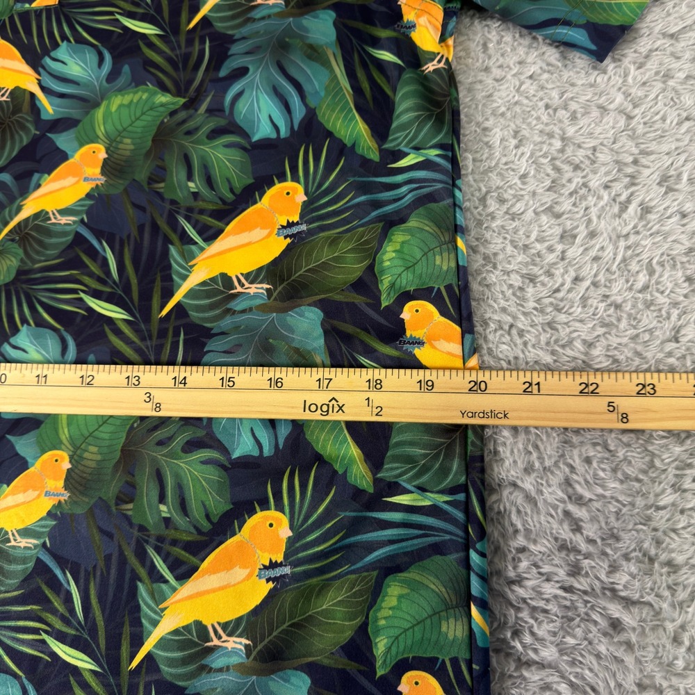 Waggle Mens Golf‎ Polo Shirt Medium Tropical Bird Leaf Performance Stretch - Picture 6 of 9